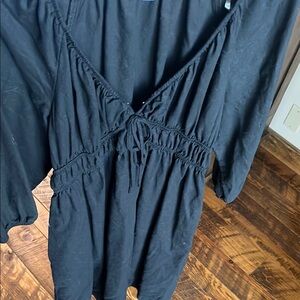 Stylish Linen Mix Black Boho Women's Dress